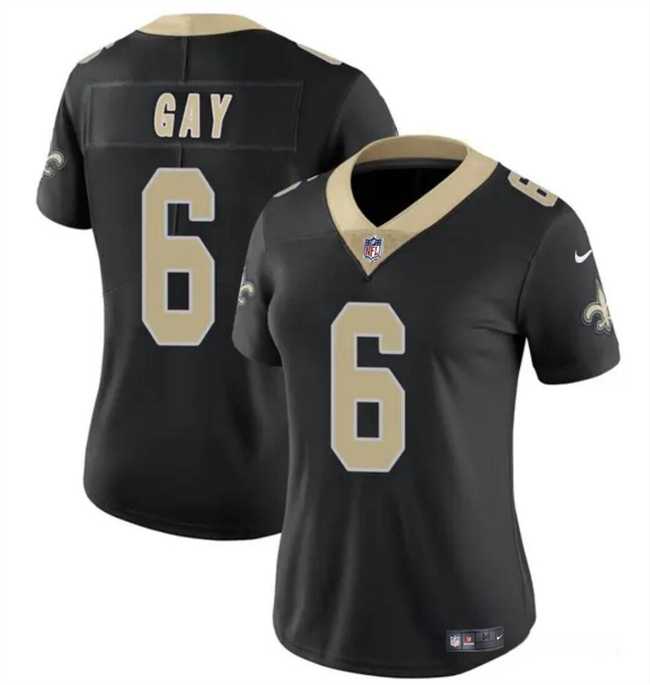 Women's New Orleans Saints #6 Willie Gay Black Vapor Football Stitched Limited Jersey Dzhi
